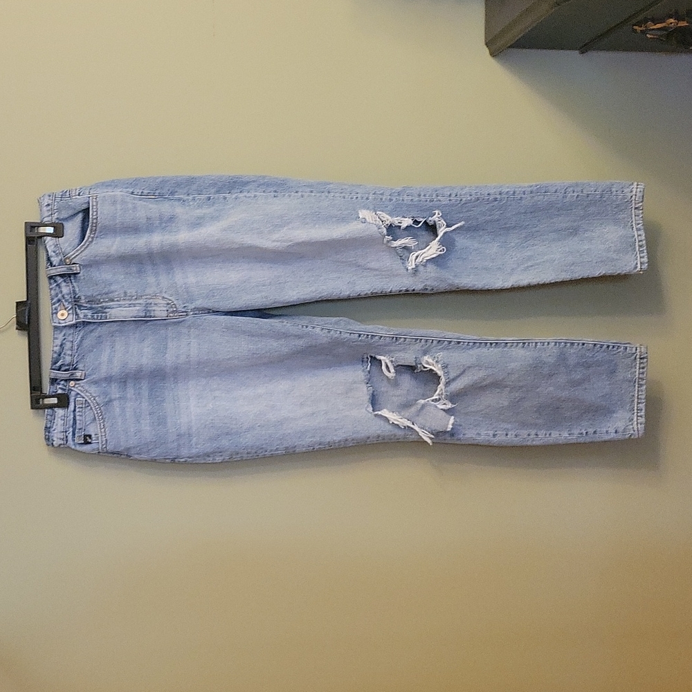 Vintage KanCan straight leg distressed blue jeans EUC